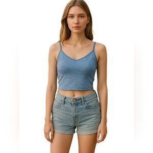 Old Navy Active Sports Bra Blue Spaghetti Strap Crop Top SZ XL